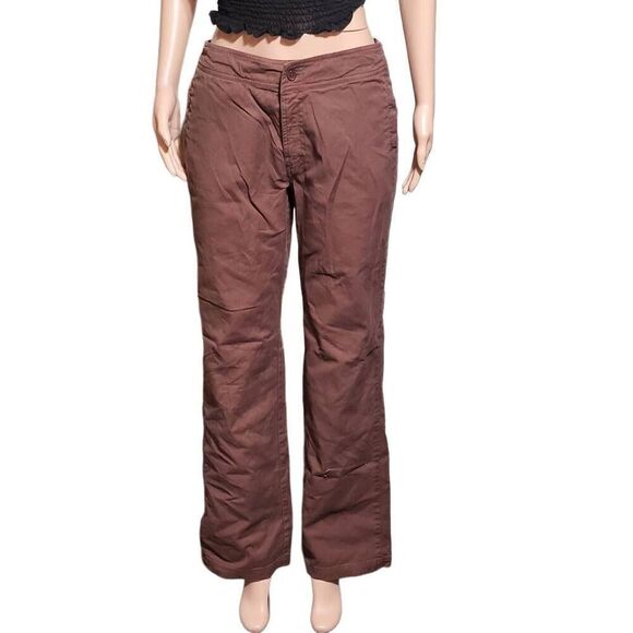 women's drawstring wide leg mid rise brown elastic waist pants size M - Picture 1 of 6